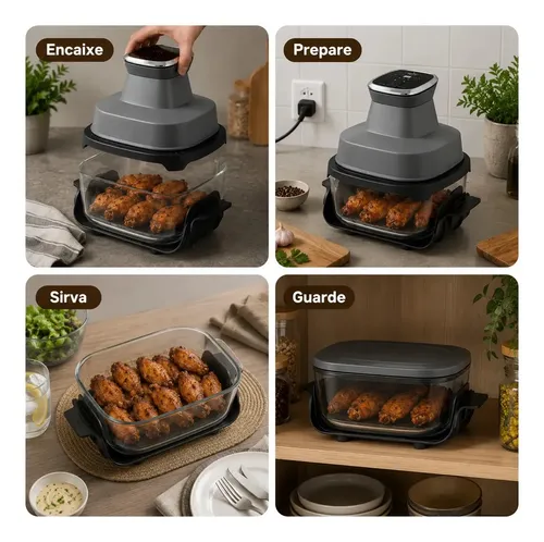 Fritadeira Air Fryer de Vidro Borossilicato 4L 1500W Kian Preto - 6