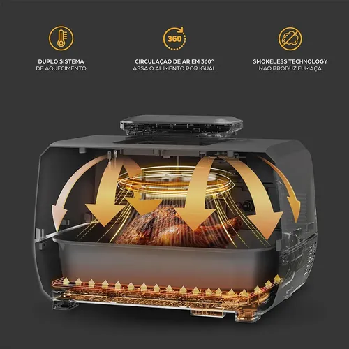 Fritadeira Elétrica Air Fryer WAP Barbecue 12 em 1 com Painel Digital 10L Preto e Cinza - 4