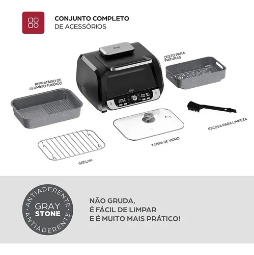 Fritadeira Elétrica Air Fryer WAP Barbecue 12 em 1 com Painel Digital 10L Preto e Cinza - 6